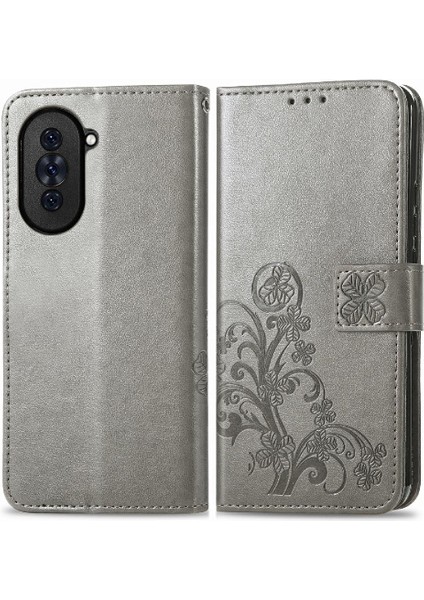 Huawei Nova 10 Için Kılıf Kısa Kayış Deri Kılıf Dört Yapraklı Yonca Flip (Yurt Dışından)