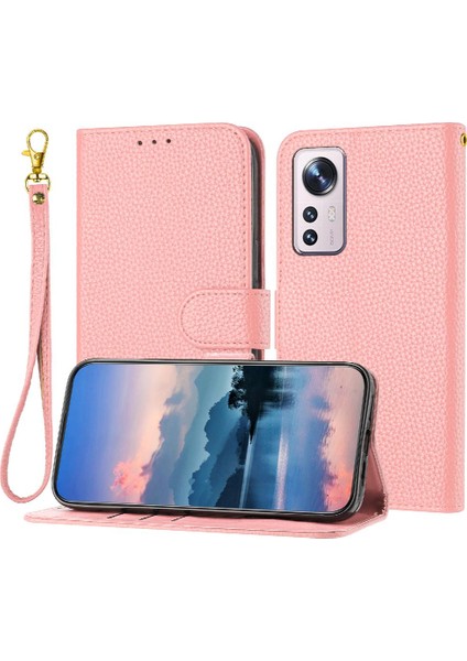 Telefon Kılıfı Için Xiaomi 12 Pro Litchi Desen Cüzdan Flip Folio Kart Yuvaları (Yurt Dışından)