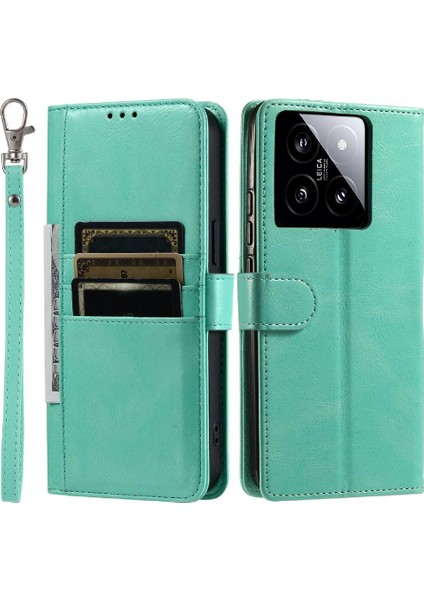 Xiaomi 14 Kickstand Cüzdan Pu Deri 6 Kart Yuvaları Için Flip Case (Yurt Dışından)