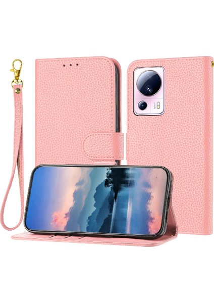 Telefon Kılıfı Için Xiaomi 13 Lite Flip Folio Cüzdan Kart Yuvaları Tutucu Pu (Yurt Dışından)