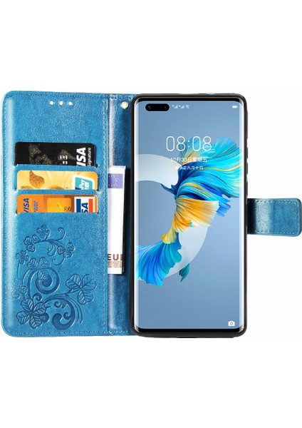 Mays Shop Huawei Mate 40 Pro Kılıf Için Kılıf Zarif Iş Dört Yaprak Flip (Yurt Dışından)