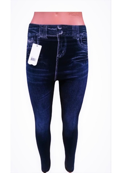 F.k Kadın Kot Desenli Ultra Esnek Kot Görünümlü Tayt (40-100 Kg)