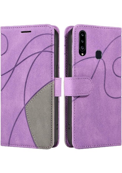 Samsung Galaxy A20S Kickstand Koruyucu Iki Renkli Dikiş Pu (Yurt Dışından)