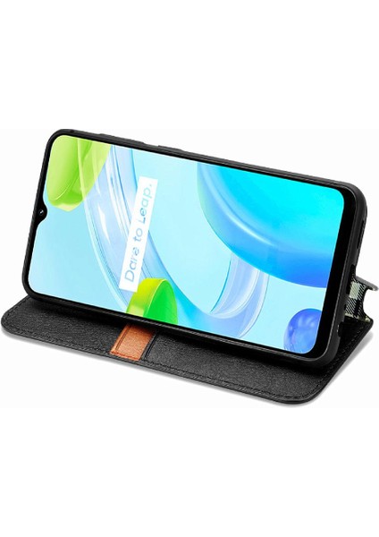 Oppo Realme C30 Deri Kılıf Kapak Kapak Zarif Iş Için Kılıf (Yurt Dışından) indirimleri