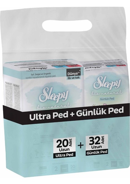 Ekonomik Ikili Paket (Bio Natural Premium Plus Hijyenik Ped Uzun 20'li + Günlük Ped Uzun 32'li)