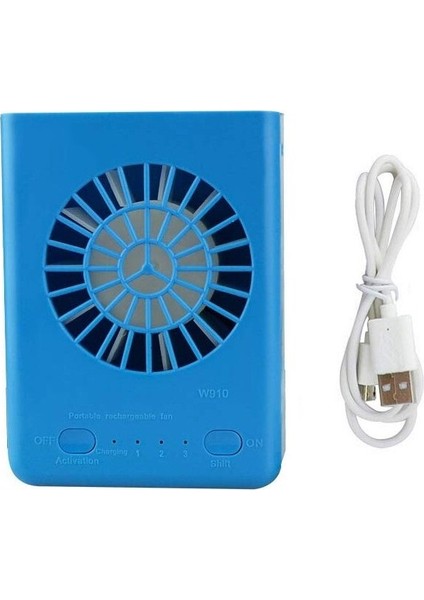 Humble Kişisel Kolye Fanı, Küçük USB Fan Taşınabilir Masadan Kumandalı Ofis Ev Masası Için 3 Hız (18650 Dahil) (Mavi) (Yurt Dışından)