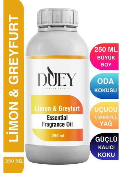 Limon&greyfurt Uçucu Yağ 250 ml Mum Esansı, Oda Kokusu, Hava Nemlendiricisi, Çamaşır Kurutma Topu