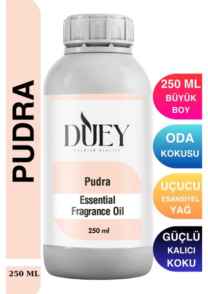 Pudra Uçucu Yağ 250 ml Mum Esansı, Oda Kokusu, Hava Nemlendiricisi, Çamaşır Kurutma Topu