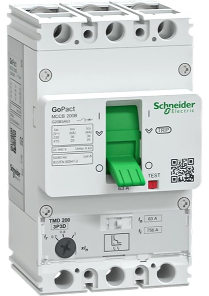 Schneider,gopact 45-63A 3p Termik Manyetik Şalter 25KA,G20B3A63
