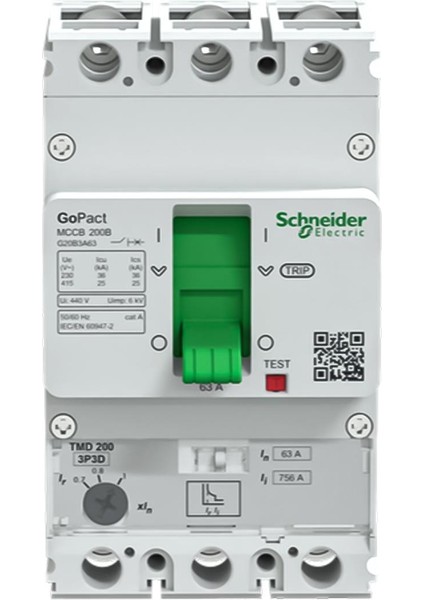 Schneider,gopact 45-63A 3p Termik Manyetik Şalter 25KA,G20B3A63