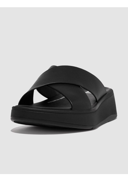FitFlop F-MODE FW5 Hakiki Deri Siyah Kadın Çapraz Bantlı Terlik