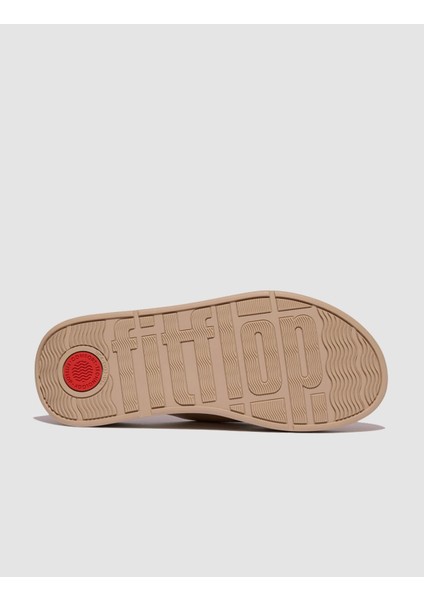 FitFlop F-MODE FW5 Hakiki Deri Krem Kadın Çapraz Bantlı Terlik