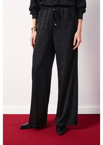 Zebra Desenli Salaş Pantolon - Siyah indirimleri