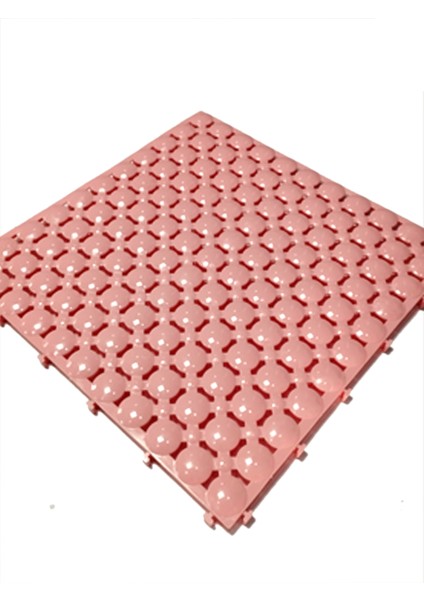 3 Adet 33X33X1,5 cm Ortopedik Plastik Yer Karosu, Geçkili Paspas, Islak Zemin Izgarası,  Toz Pembe