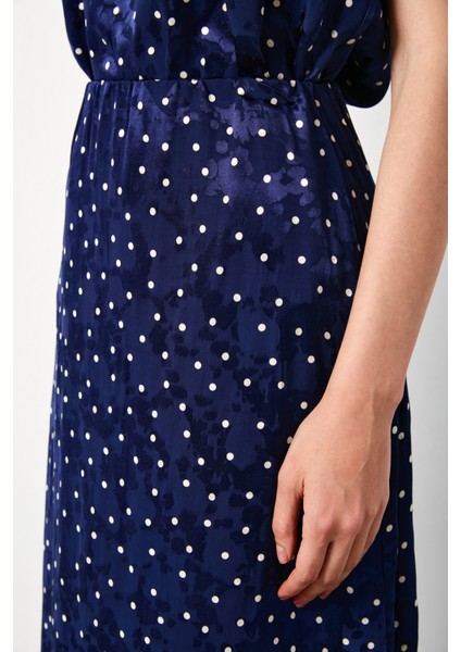 Puantiye Desenli Uzun Etek - Lacivert indirimleri