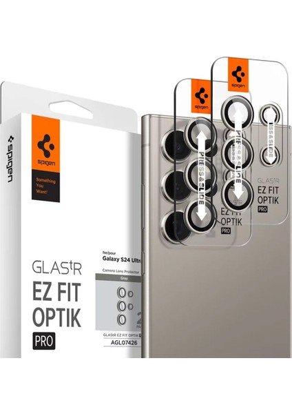 Galaxy S24 Ultra Kamera Lens Camı Koruyucu Kolay Kurulum GLAS.tR EZ Fit Optik Pro (2 Adet) Gray - AGL07426