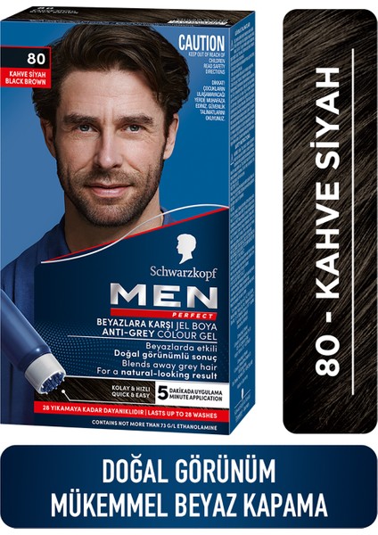 Schwarzkopf Men Perfect Beyazlara Karşı Jel Boya 80 Kahve Siyah