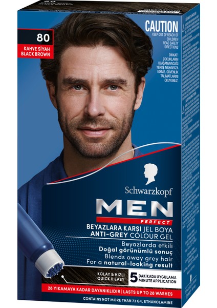 Schwarzkopf Men Perfect Beyazlara Karşı Jel Boya 80 Kahve Siyah