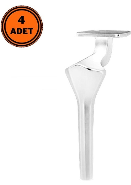 4 Adet Elmas Lüx Metal Ayak 16 cm Krom Mobilya Koltuk Ayağı
