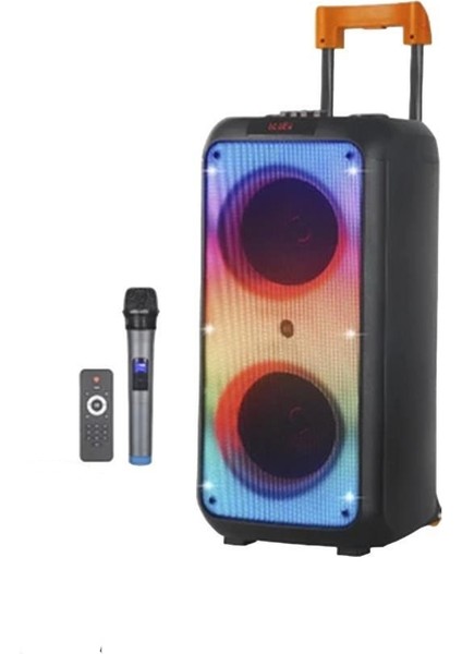 NDR-1095 Siyah Taşınabilir Büyük Boy Rgb Bluetooth Mikrofonlu Parti Hoparlör