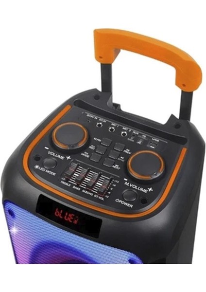 NDR-1095 Siyah Taşınabilir Büyük Boy Rgb Bluetooth Mikrofonlu Parti Hoparlör