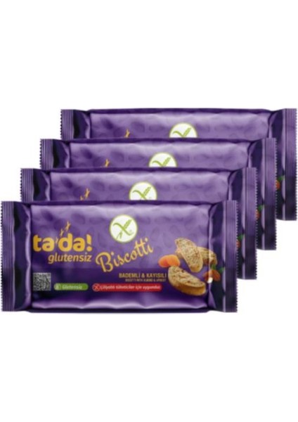 Glutensiz Gluten Free Bademli Kayısılı Bıscotti 110 gr (4 Adet)