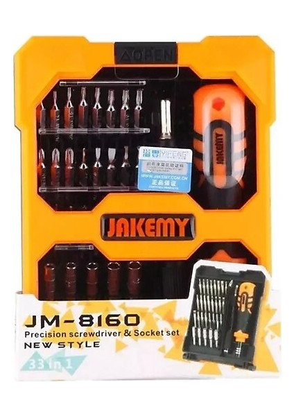 JM-8160 34 In 1 Hassas Tornavida Seti Çok Fonksiyonlu Dıy El Aleti Crv Bits Için Mobil Dizüstü Tamirleri Jakemy
