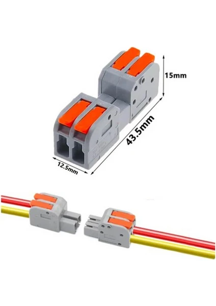 25 Adet Hızlı Kablo Ekleme Birleştirme Konnektörü - Ikili Klemens - Bağlantı Kesme Özellikli