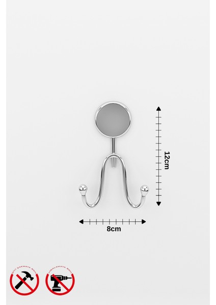 Alper İris Krom İkili Banyo Havlu Askısı Yapışkanlı ve Kolay Montaj 12 cm Yükseklik modelleri