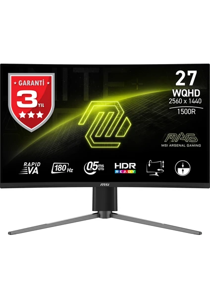 27" MAG 27CQ6PF 2560x1440 (WQHD) 16:9 CURVE 1500R RAPID VA 180HZ 0.5MS FREESYNC GAMING MONITOR