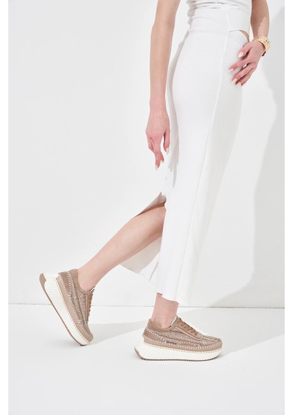 Ares Nude Hakiki Deri Kadın Sneakers