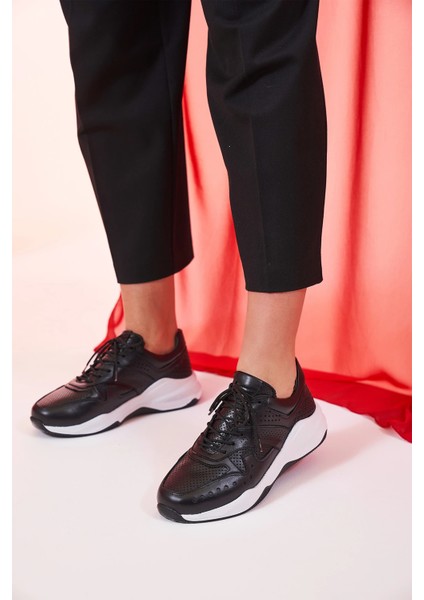Nixus Siyah Hakiki Deri Kadın Sneakers