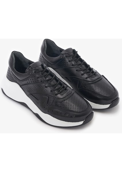Nixus Siyah Hakiki Deri Kadın Sneakers