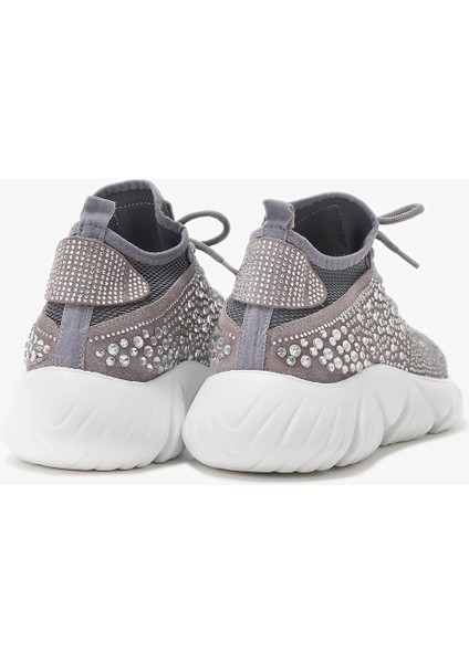 Diamond Gri Hakiki Deri Taş Detaylı Kadın Sneakers indirimleri