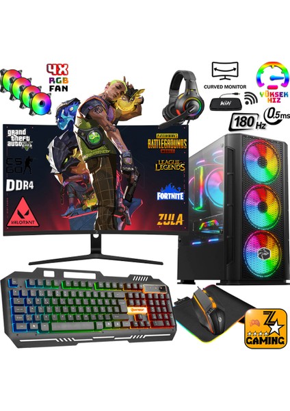 RTX40 Intel Core I5-12400F 16 GB Ram 256GB M.2 SSD + 1tb HDD 6GB RTX3050 192BIT 24" 180Hz Oyuncu Masaüstü Bilgisayar