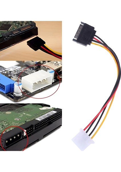 Sata Kasa HDD Dişi Erkek 4 Pin Power Molex Güç Kablosu 20 cm