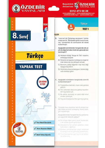 Özde Bir Yayınları LGS 3'lü Yaprak Test Seti Matematik- Fen Bilimleri - Türkçe