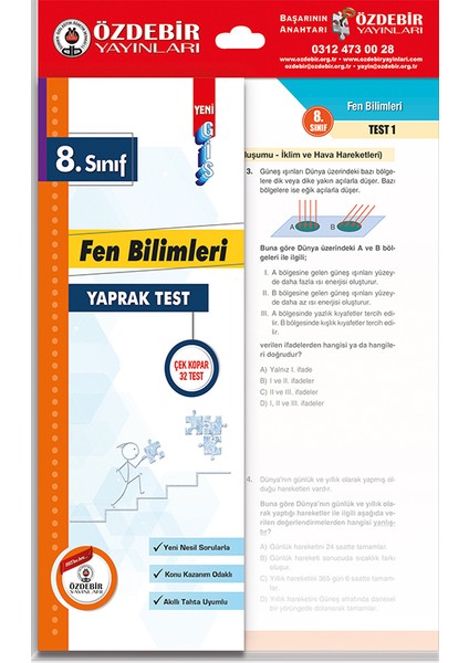 Özde Bir Yayınları LGS 3'lü Yaprak Test Seti Matematik- Fen Bilimleri - Türkçe