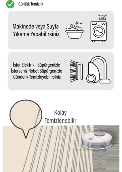 Noktalı Krem Çizgili Desen Dijital Baskılı Zenit Kilim fiyatları