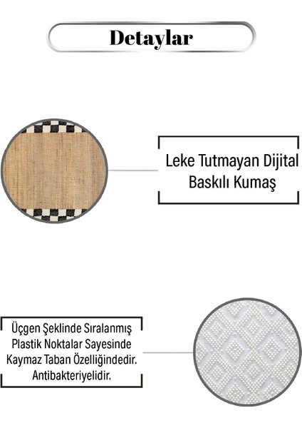 Siyah Beyaz Kare Kenar Desen Dijital Baskılı Zenit Kilim modelleri
