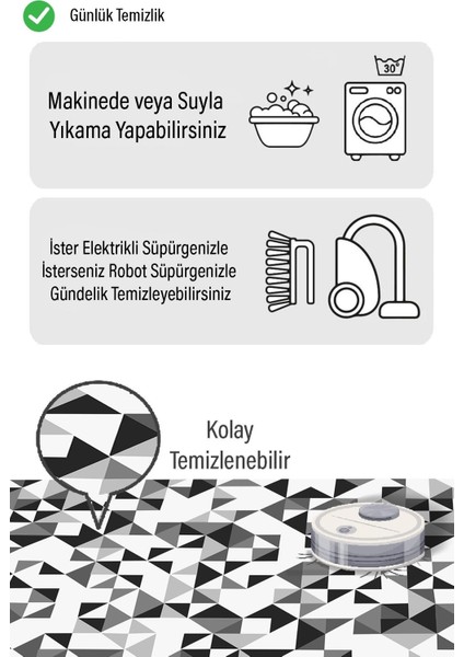 Siyah Beyaz Üçgen Desen Dijital Baskılı Zenit Kilim fiyatları