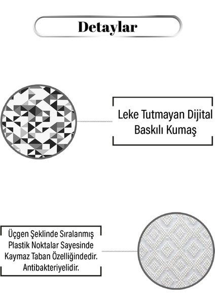 Siyah Beyaz Üçgen Desen Dijital Baskılı Zenit Kilim modelleri