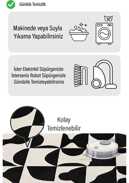 Siyah Vurgulu 12 Kare Desen Dijital Baskılı Zenit Kilim
