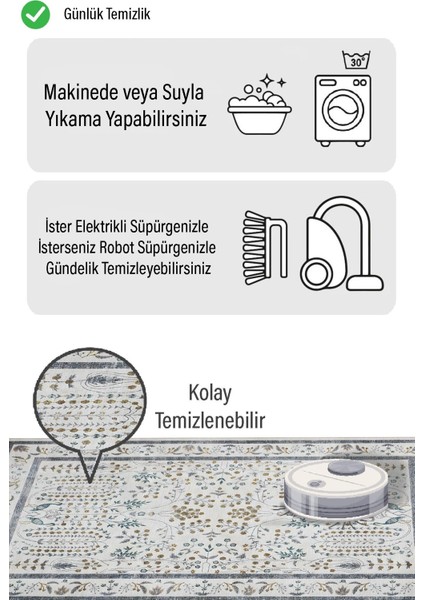 Krem Üstü Otantik ve Flamingo Desen Dijital Baskılı Zenit Kilim