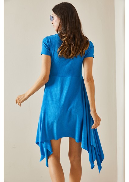 Saks Asimetrik V Yaka Örme Midi Elbise 5YXK6-48529-15 indirimleri