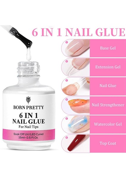 6 İn 1 Glue Uv Gel - Çok Foksiyonlu Uv Tırnak Jeli 15 ml fiyatları