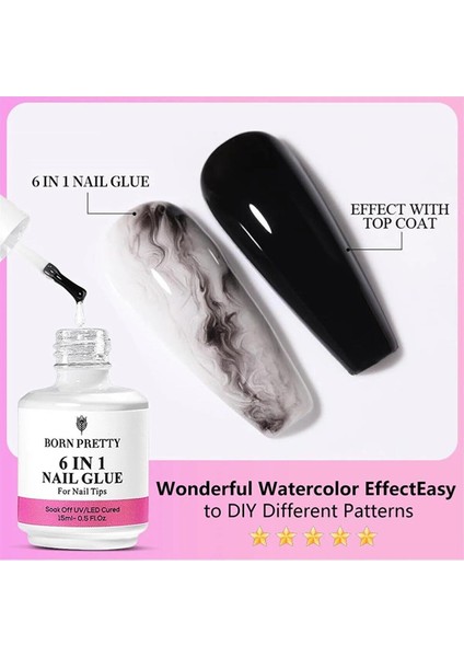 6 İn 1 Glue Uv Gel - Çok Foksiyonlu Uv Tırnak Jeli 15 ml modelleri