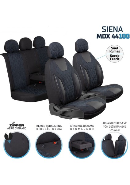 Subaru Xv Uyumlu Süet Oto Koltuk Kılıfı Ön Arka Set Siyah Siena Serisi Scar fiyatları