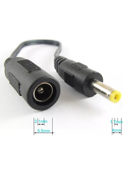 - 5.5*2.1mm Dişi To 4.0*1.7mm Erkek Soket Çevirici Power Adaptör Kablosu