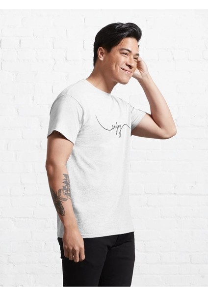 Enjoy Baskılı Bisiklet Yaka T-Shirt